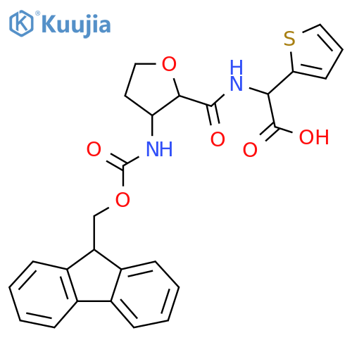 2-{3-({(9H-fluoren-9-yl)methoxycarbonyl}amino)oxolan-2-ylformamido}-2-(thiophen-2-yl)acetic acid structure
