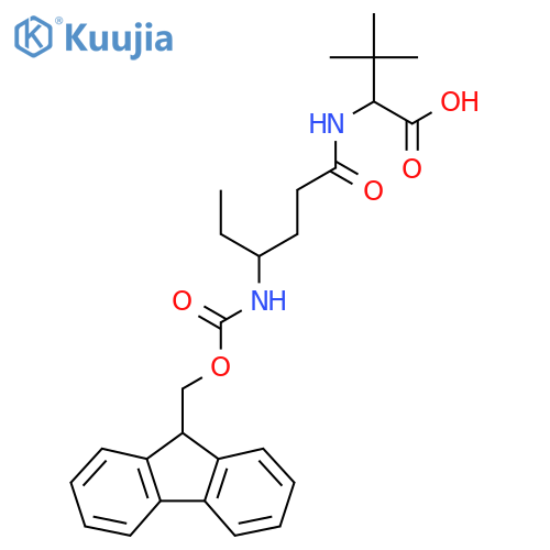 2-4-({(9H-fluoren-9-yl)methoxycarbonyl}amino)hexanamido-3,3-dimethylbutanoic acid structure