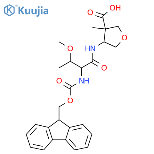 4-2-({(9H-fluoren-9-yl)methoxycarbonyl}amino)-3-methoxybutanamido-3-methyloxolane-3-carboxylic acid structure