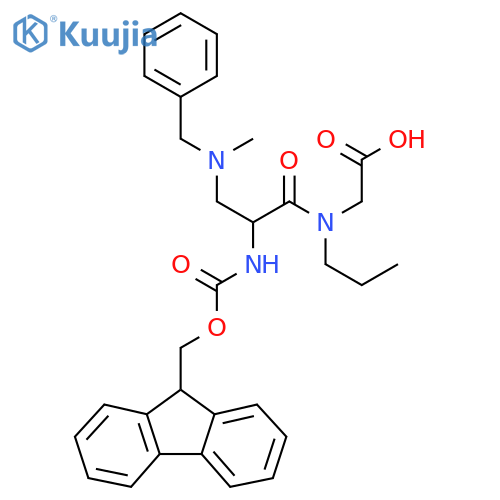 2-{3-benzyl(methyl)amino-2-({(9H-fluoren-9-yl)methoxycarbonyl}amino)-N-propylpropanamido}acetic acid structure