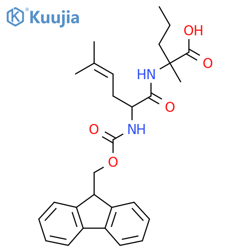 2-2-({(9H-fluoren-9-yl)methoxycarbonyl}amino)-5-methylhex-4-enamido-2-methylpentanoic acid structure