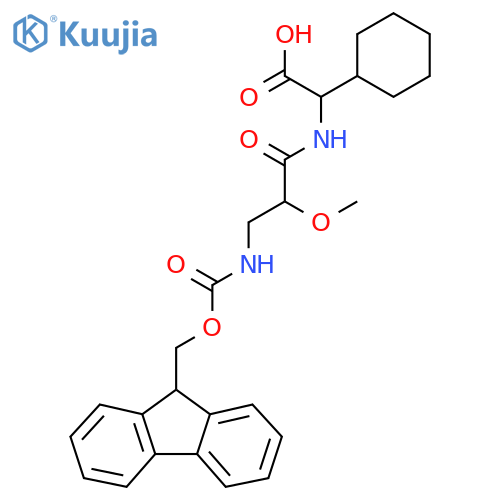 2-cyclohexyl-2-3-({(9H-fluoren-9-yl)methoxycarbonyl}amino)-2-methoxypropanamidoacetic acid structure