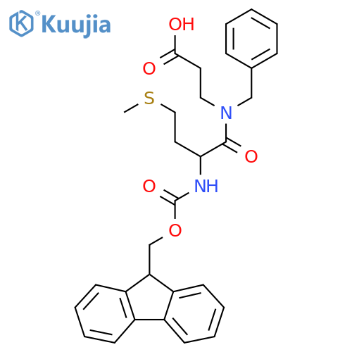 3-N-benzyl-2-({(9H-fluoren-9-yl)methoxycarbonyl}amino)-4-(methylsulfanyl)butanamidopropanoic acid structure