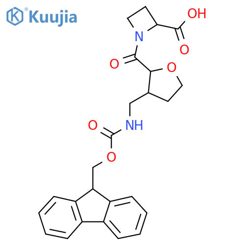 1-{3-({(9H-fluoren-9-yl)methoxycarbonyl}amino)methyloxolane-2-carbonyl}azetidine-2-carboxylic acid structure