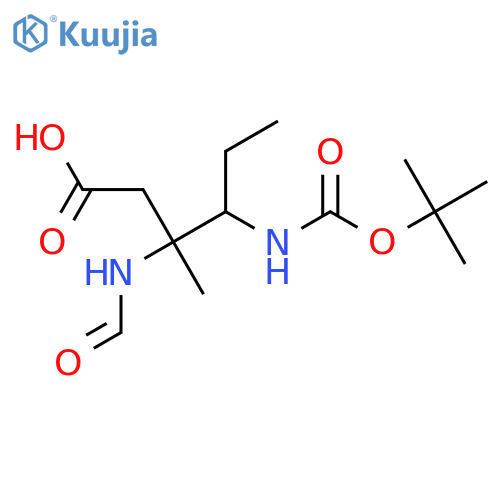 4-{(tert-butoxy)carbonylamino}-3-formamido-3-methylhexanoic acid structure