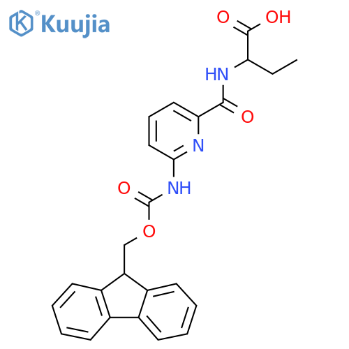2-{6-({(9H-fluoren-9-yl)methoxycarbonyl}amino)pyridin-2-ylformamido}butanoic acid structure