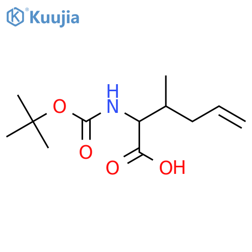 2-{(tert-butoxy)carbonylamino}-3-methylhex-5-enoic acid structure