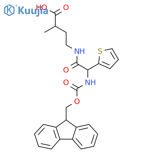 4-2-({(9H-fluoren-9-yl)methoxycarbonyl}amino)-2-(thiophen-2-yl)acetamido-2-methylbutanoic acid structure