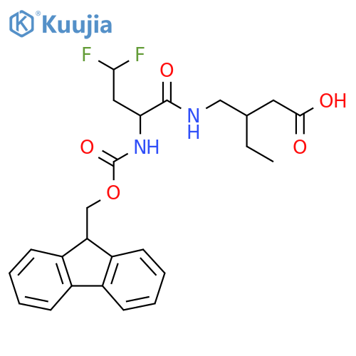 3-{2-({(9H-fluoren-9-yl)methoxycarbonyl}amino)-4,4-difluorobutanamidomethyl}pentanoic acid structure