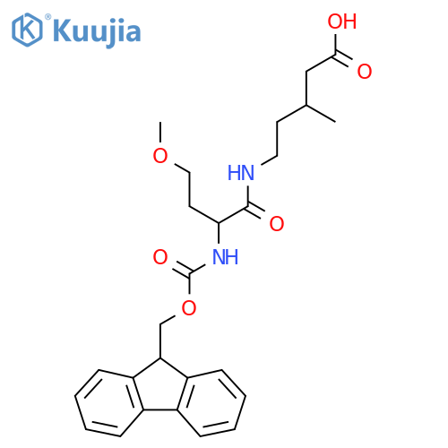 5-2-({(9H-fluoren-9-yl)methoxycarbonyl}amino)-4-methoxybutanamido-3-methylpentanoic acid structure