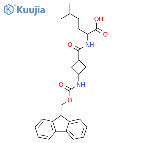 2-{3-({(9H-fluoren-9-yl)methoxycarbonyl}amino)cyclobutylformamido}-5-methylhexanoic acid structure