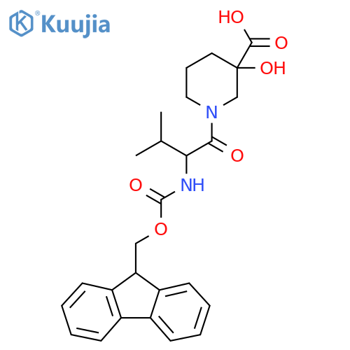 1-2-({(9H-fluoren-9-yl)methoxycarbonyl}amino)-3-methylbutanoyl-3-hydroxypiperidine-3-carboxylic acid structure