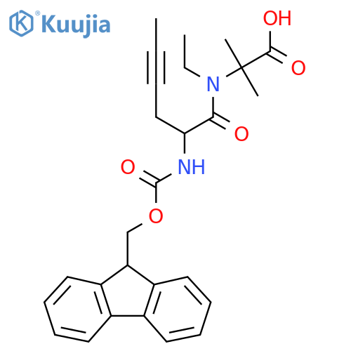 2-N-ethyl-2-({(9H-fluoren-9-yl)methoxycarbonyl}amino)hex-4-ynamido-2-methylpropanoic acid structure
