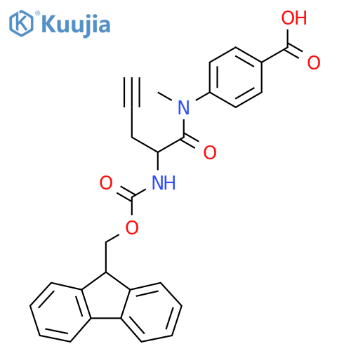 4-2-({(9H-fluoren-9-yl)methoxycarbonyl}amino)-N-methylpent-4-ynamidobenzoic acid structure