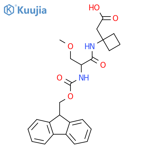 2-{1-2-({(9H-fluoren-9-yl)methoxycarbonyl}amino)-3-methoxypropanamidocyclobutyl}acetic acid structure