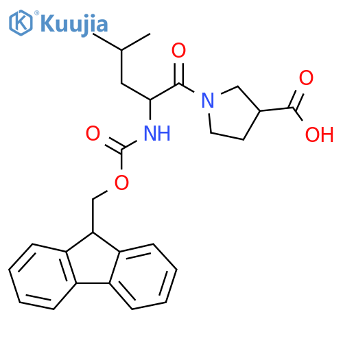 1-2-({(9H-fluoren-9-yl)methoxycarbonyl}amino)-4-methylpentanoylpyrrolidine-3-carboxylic acid structure