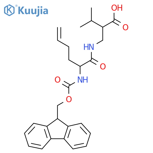 2-{2-({(9H-fluoren-9-yl)methoxycarbonyl}amino)hex-5-enamidomethyl}-3-methylbutanoic acid structure