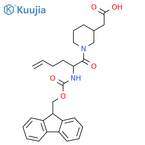 2-{1-2-({(9H-fluoren-9-yl)methoxycarbonyl}amino)hex-5-enoylpiperidin-3-yl}acetic acid structure