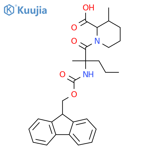 1-2-({(9H-fluoren-9-yl)methoxycarbonyl}amino)-2-methylpentanoyl-3-methylpiperidine-2-carboxylic acid structure