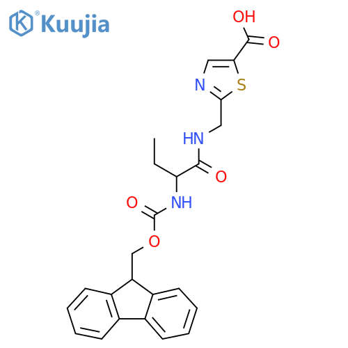 2-{2-({(9H-fluoren-9-yl)methoxycarbonyl}amino)butanamidomethyl}-1,3-thiazole-5-carboxylic acid structure