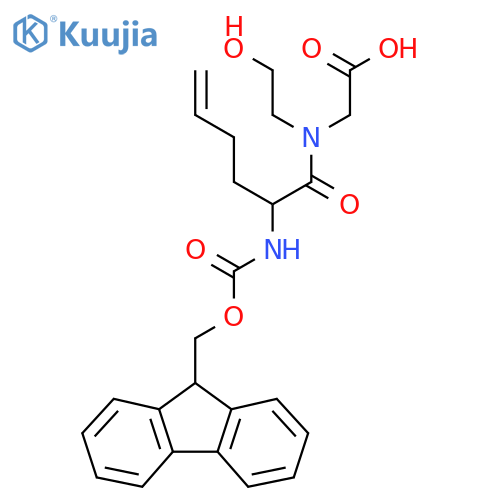 2-2-({(9H-fluoren-9-yl)methoxycarbonyl}amino)-N-(2-hydroxyethyl)hex-5-enamidoacetic acid structure