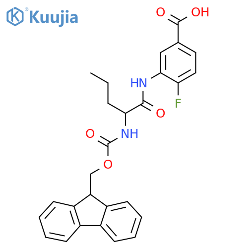 3-2-({(9H-fluoren-9-yl)methoxycarbonyl}amino)pentanamido-4-fluorobenzoic acid structure