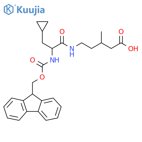 5-3-cyclopropyl-2-({(9H-fluoren-9-yl)methoxycarbonyl}amino)propanamido-3-methylpentanoic acid structure