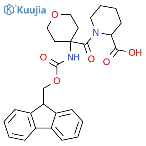 1-4-({(9H-fluoren-9-yl)methoxycarbonyl}amino)oxane-4-carbonylpiperidine-2-carboxylic acid structure