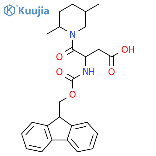 4-(2,5-dimethylpiperidin-1-yl)-3-({(9H-fluoren-9-yl)methoxycarbonyl}amino)-4-oxobutanoic acid structure