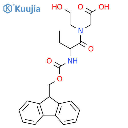 2-2-({(9H-fluoren-9-yl)methoxycarbonyl}amino)-N-(2-hydroxyethyl)butanamidoacetic acid structure