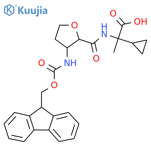 2-cyclopropyl-2-{3-({(9H-fluoren-9-yl)methoxycarbonyl}amino)oxolan-2-ylformamido}propanoic acid structure