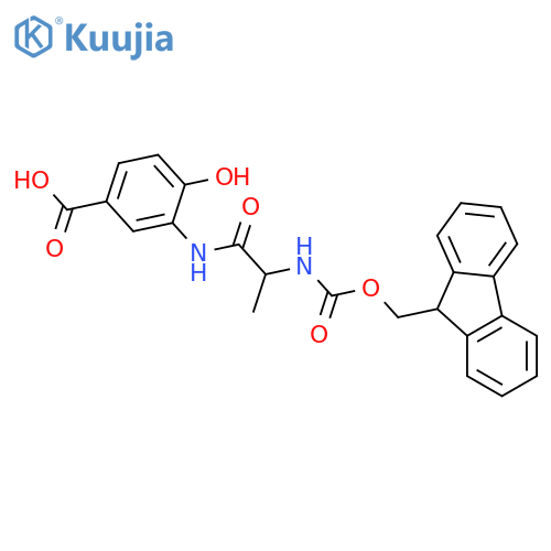 3-2-({(9H-fluoren-9-yl)methoxycarbonyl}amino)propanamido-4-hydroxybenzoic acid structure