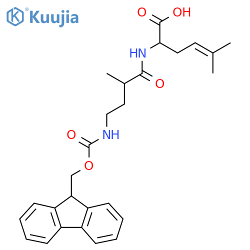 2-4-({(9H-fluoren-9-yl)methoxycarbonyl}amino)-2-methylbutanamido-5-methylhex-4-enoic acid structure