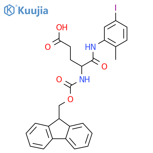 4-({(9H-fluoren-9-yl)methoxycarbonyl}amino)-4-(5-iodo-2-methylphenyl)carbamoylbutanoic acid structure