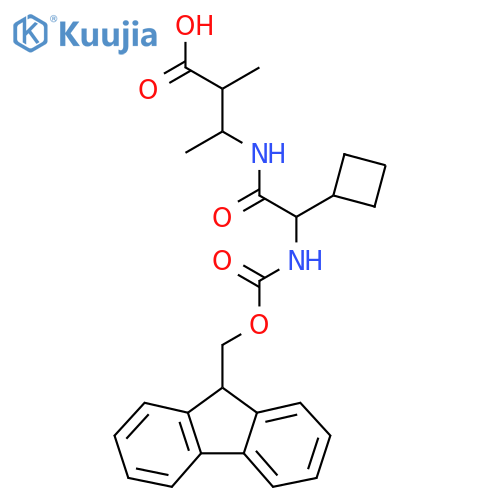 3-2-cyclobutyl-2-({(9H-fluoren-9-yl)methoxycarbonyl}amino)acetamido-2-methylbutanoic acid structure