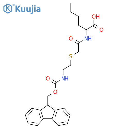 2-(2-{2-({(9H-fluoren-9-yl)methoxycarbonyl}amino)ethylsulfanyl}acetamido)hex-5-enoic acid structure