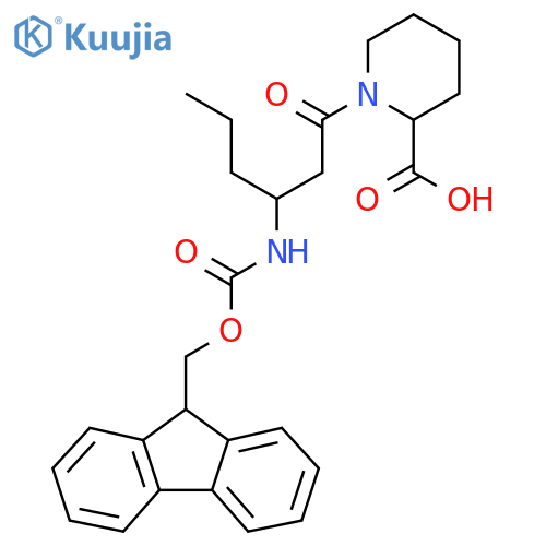 1-3-({(9H-fluoren-9-yl)methoxycarbonyl}amino)hexanoylpiperidine-2-carboxylic acid structure