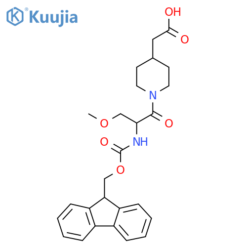 2-{1-2-({(9H-fluoren-9-yl)methoxycarbonyl}amino)-3-methoxypropanoylpiperidin-4-yl}acetic acid structure