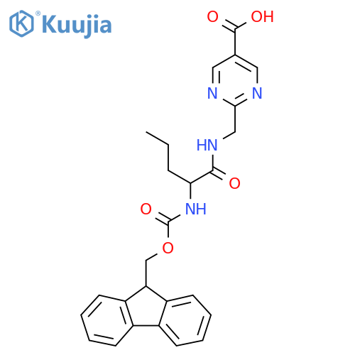 2-{2-({(9H-fluoren-9-yl)methoxycarbonyl}amino)pentanamidomethyl}pyrimidine-5-carboxylic acid structure