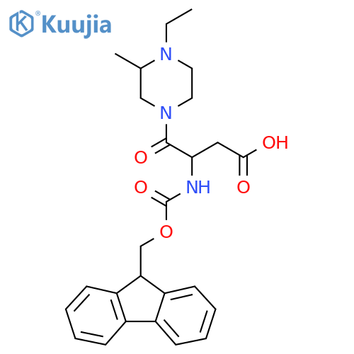 4-(4-ethyl-3-methylpiperazin-1-yl)-3-({(9H-fluoren-9-yl)methoxycarbonyl}amino)-4-oxobutanoic acid structure