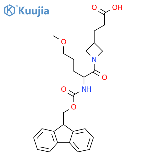 3-{1-2-({(9H-fluoren-9-yl)methoxycarbonyl}amino)-5-methoxypentanoylazetidin-3-yl}propanoic acid structure
