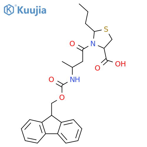 3-3-({(9H-fluoren-9-yl)methoxycarbonyl}amino)butanoyl-2-propyl-1,3-thiazolidine-4-carboxylic acid structure
