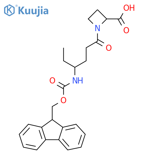 1-4-({(9H-fluoren-9-yl)methoxycarbonyl}amino)hexanoylazetidine-2-carboxylic acid structure