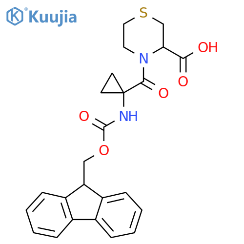 4-1-({(9H-fluoren-9-yl)methoxycarbonyl}amino)cyclopropanecarbonylthiomorpholine-3-carboxylic acid structure