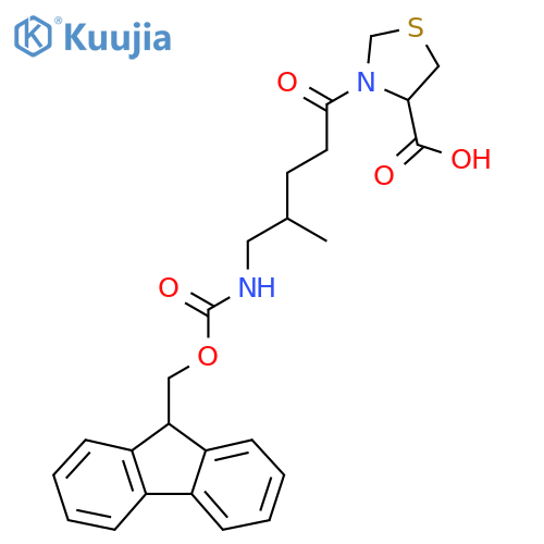 3-5-({(9H-fluoren-9-yl)methoxycarbonyl}amino)-4-methylpentanoyl-1,3-thiazolidine-4-carboxylic acid structure