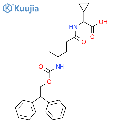 2-cyclopropyl-2-4-({(9H-fluoren-9-yl)methoxycarbonyl}amino)pentanamidoacetic acid structure