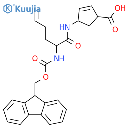 4-2-({(9H-fluoren-9-yl)methoxycarbonyl}amino)hex-5-enamidocyclopent-2-ene-1-carboxylic acid structure