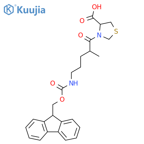 3-5-({(9H-fluoren-9-yl)methoxycarbonyl}amino)-2-methylpentanoyl-1,3-thiazolidine-4-carboxylic acid structure