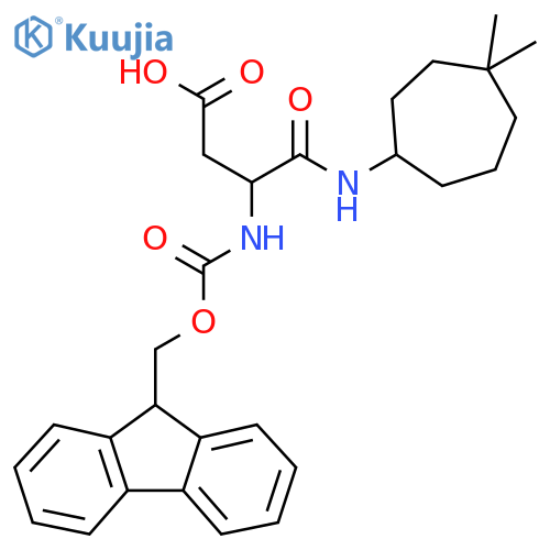 3-(4,4-dimethylcycloheptyl)carbamoyl-3-({(9H-fluoren-9-yl)methoxycarbonyl}amino)propanoic acid structure