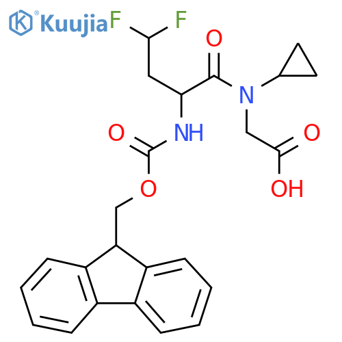 2-N-cyclopropyl-2-({(9H-fluoren-9-yl)methoxycarbonyl}amino)-4,4-difluorobutanamidoacetic acid structure
